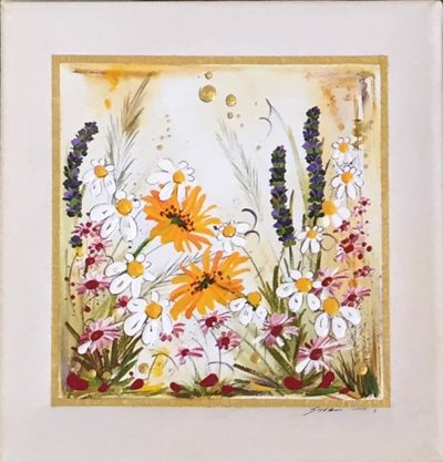 Wildfowers in Beige Square Window
