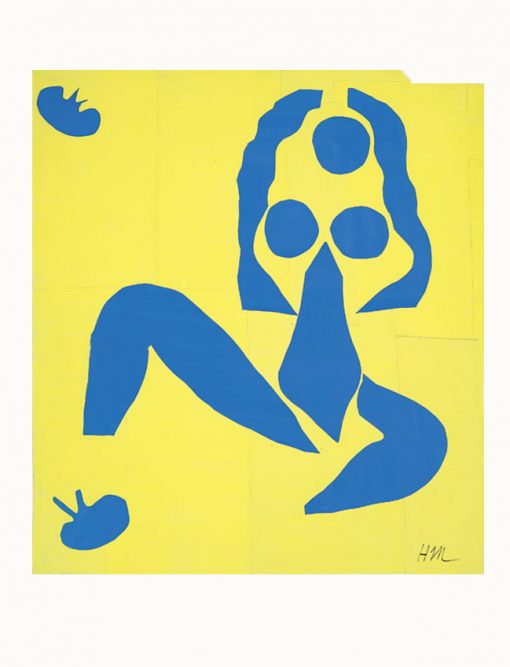 Femme Bleue Assise Sur Jaune - Nus Bleus -  Plate Signed