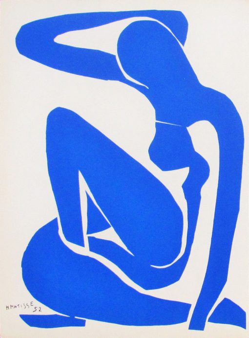 Femme Bleue Assise 1 - Nus Bleus - Plate Signed