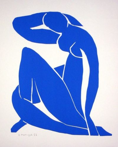 Femme Bleue Assise 2 - Nus Bleus - Plate Signed