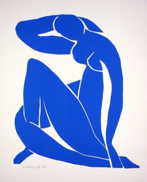 Femme Bleue Assise 2 - Nus Bleus - Plate Signed