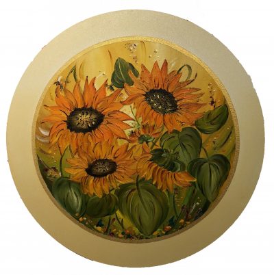 Sunflowers In Circle Window