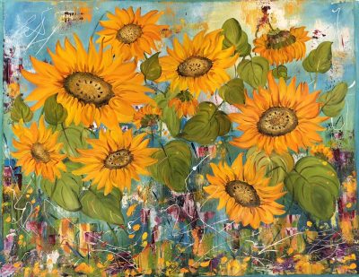 Sunflowers in Purple Meadow