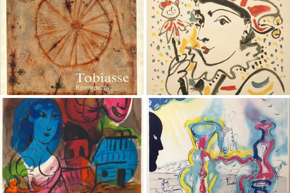 new-orleans-art Displaying framed artwork: prints and a Tobiasse retrospective book on view at Elliott Gallery in New Orleans